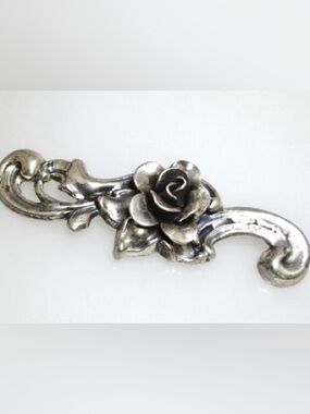 VTG Sterling Silver 40-50’s JewelArt Signed Flower Rose Victorian swirl Brooch